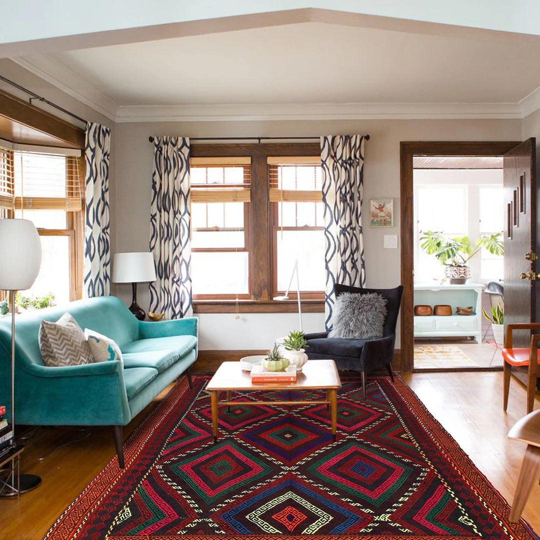 Afghan Kilim Rug 5' 4" x 8' 11" Flat-Weave | No. AL26331