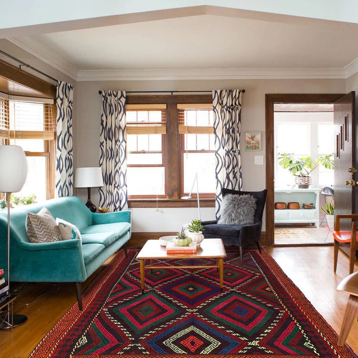 Afghan Kilim Rug 5' 4" x 8' 11" Flat-Weave | No. AL26331