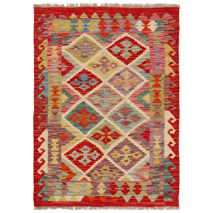 Afghan Chobi Kilim Rug 2' 7" x 3' 9" Flat-Weave | No. AL26356