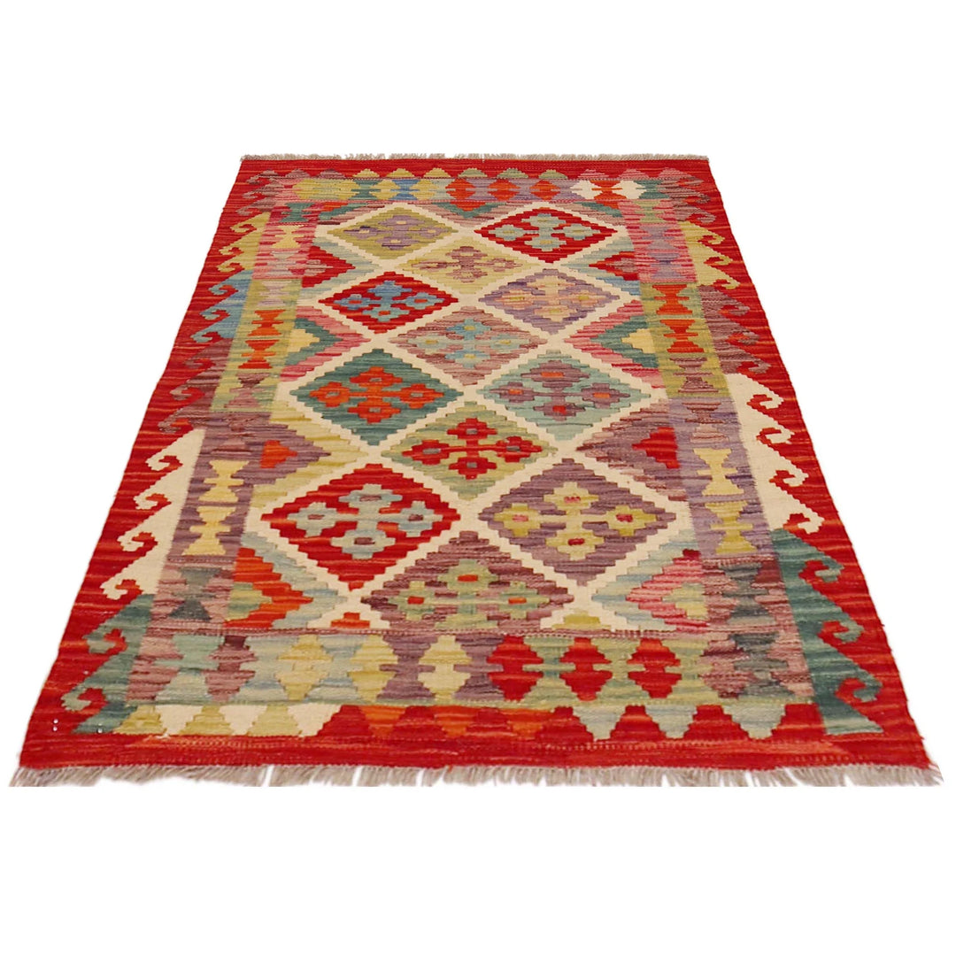 Afghan Chobi Kilim Rug 2' 7" x 3' 9" Flat-Weave | No. AL26356