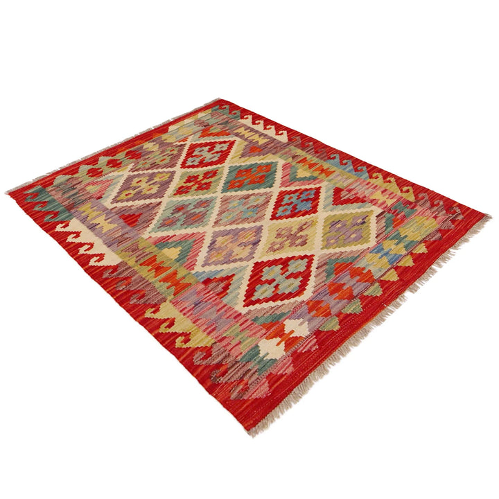 Afghan Chobi Kilim Rug 2' 7" x 3' 9" Flat-Weave | No. AL26356