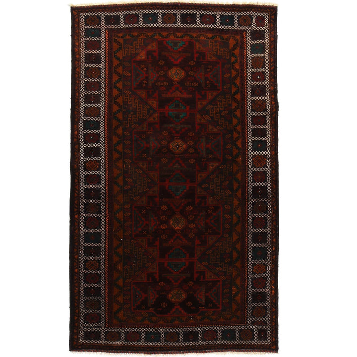 Afghan Baluchi Rug 4' 1" x 7' 1" Hand-Knotted | No. AL26363