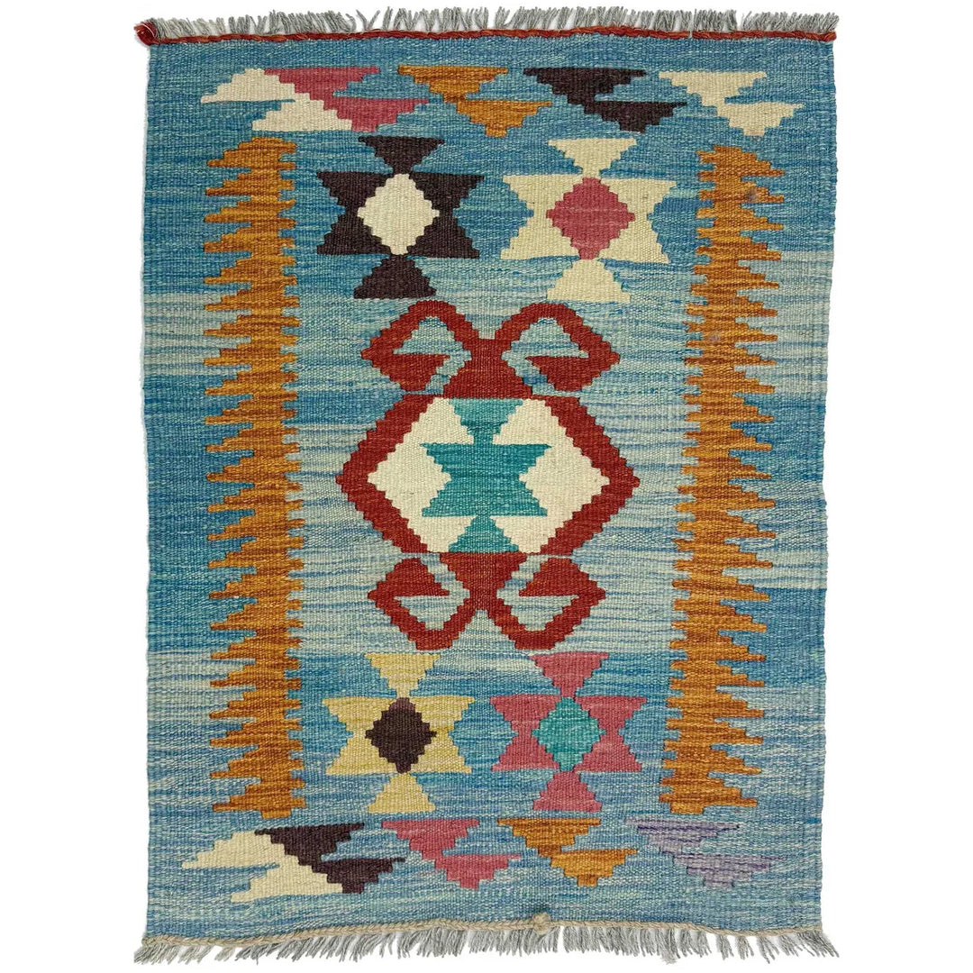 Afghan Vegetable Kilim Rug 2' 0" x 2' 11" Flat-Weave | No. AL263729