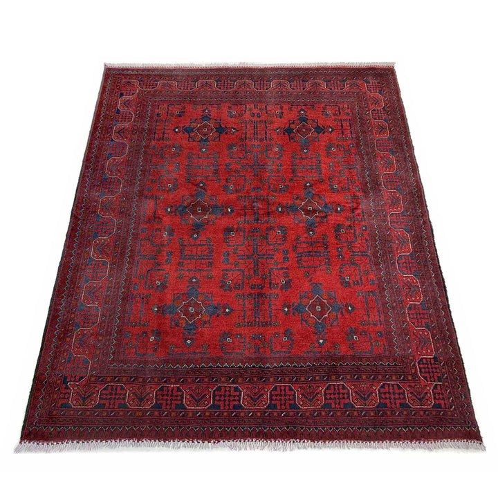 Red Afghan Khal Mohammadi Rug 5' 3" x 6' 10" Hand-Knotted | No. AL26388