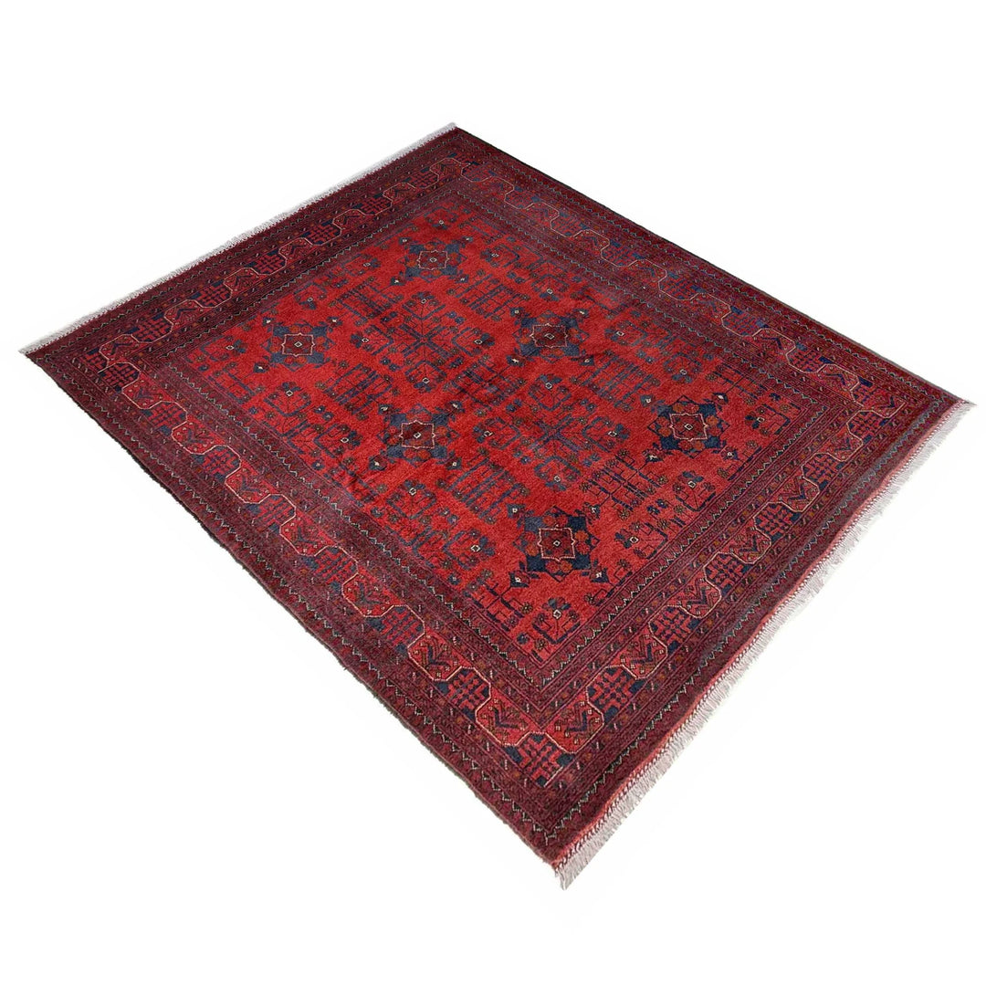 Red Afghan Khal Mohammadi Rug 5' 3" x 6' 10" Hand-Knotted | No. AL26388