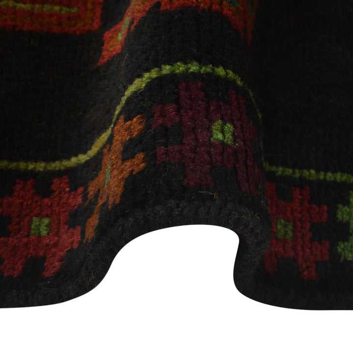 Black Afghan Baluchi Rug 4' 3" x 6' 8" Hand-Knotted | No. AL26443