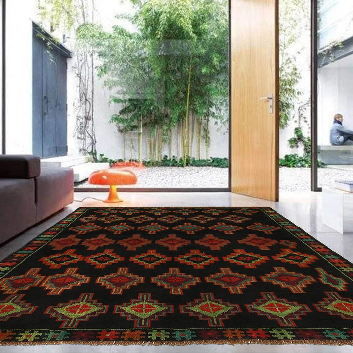 Black Afghan Baluchi Rug 4' 3" x 6' 8" Hand-Knotted | No. AL26443