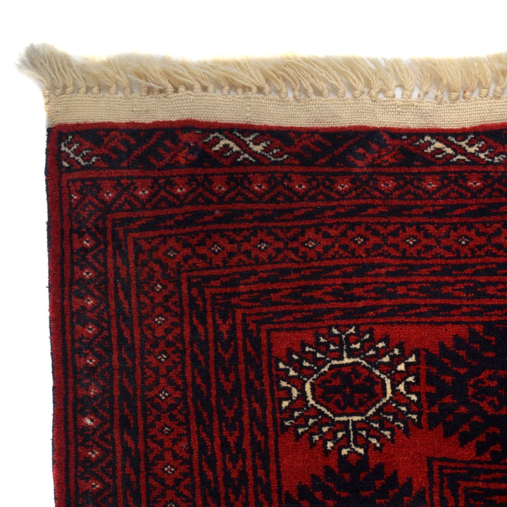 Red Afghan Bokhara Rug 7' 1" x 9' 5" Hand-Knotted | No. AL26469