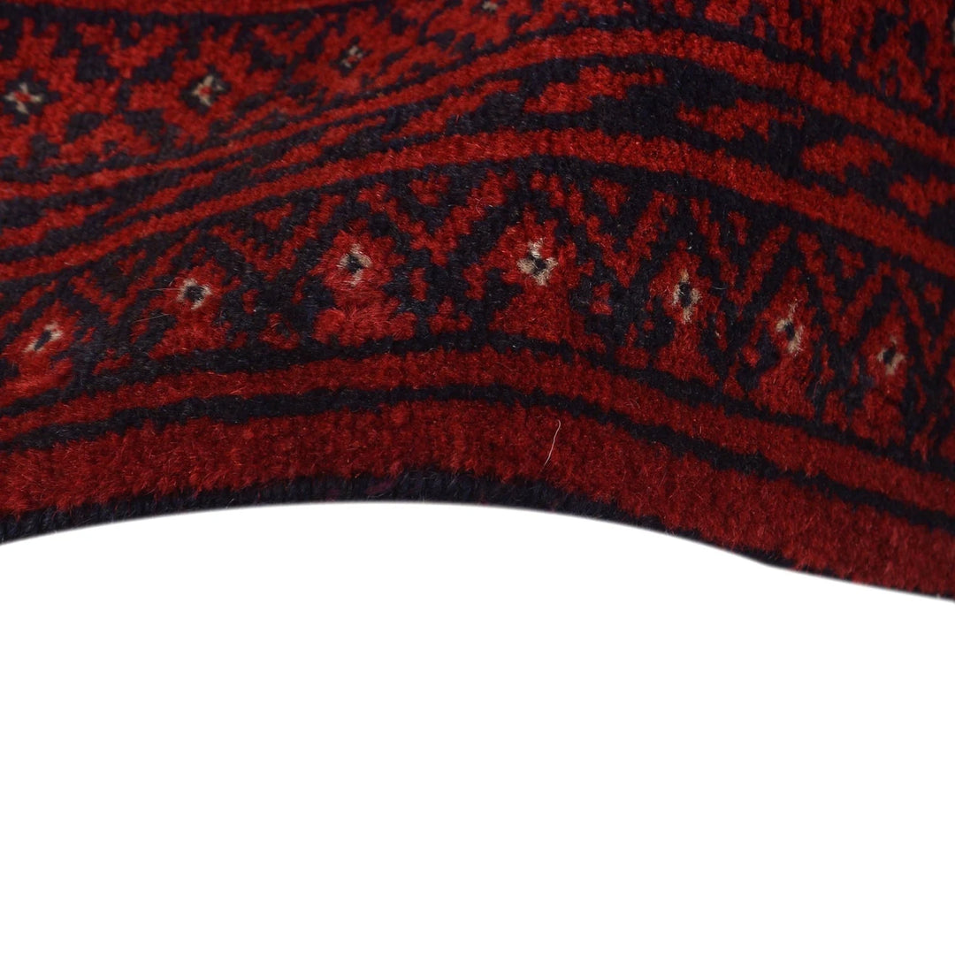 Red Afghan Bokhara Rug 7' 1" x 9' 5" Hand-Knotted | No. AL26469