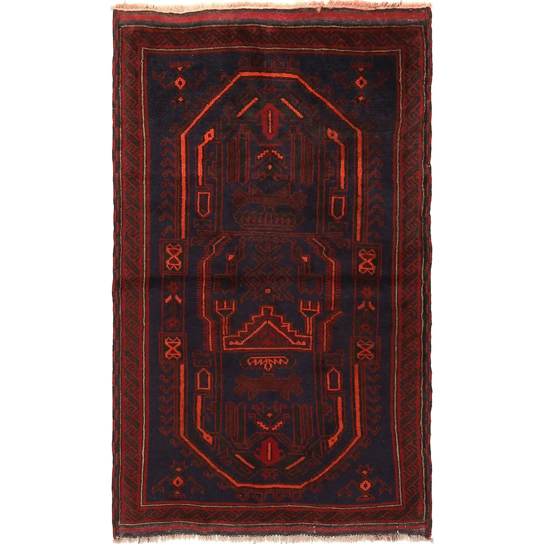 Afghan Baluchi Rug 2' 10" x 4' 9" Hand-Knotted | No. AL26479