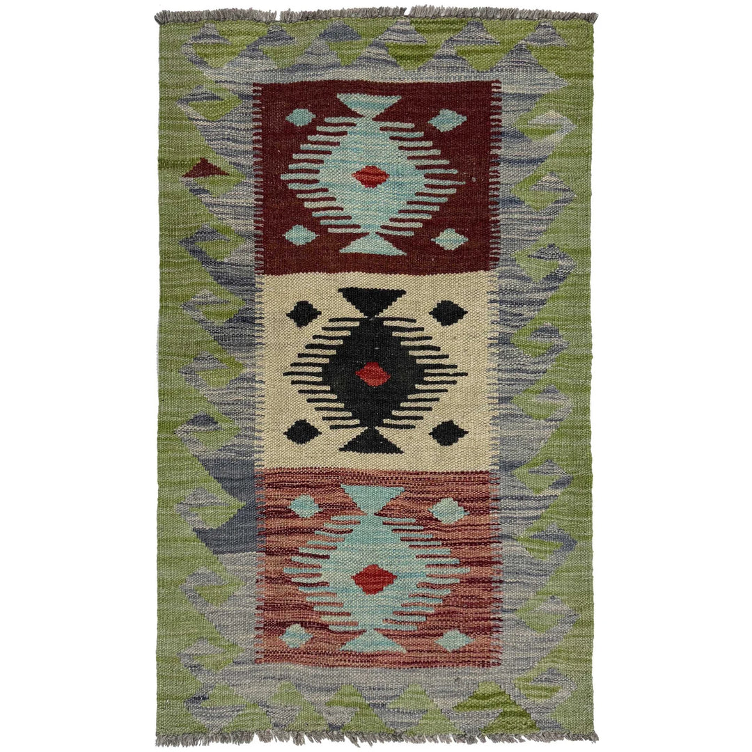 Afghan Kilim Rug 1' 10" x 3' 0" Flat-Weave | No. AL26482