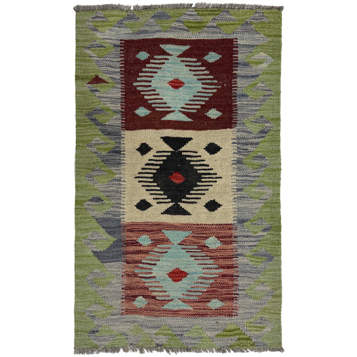Afghan Kilim Rug 1' 10" x 3' 0" Flat-Weave | No. AL26482