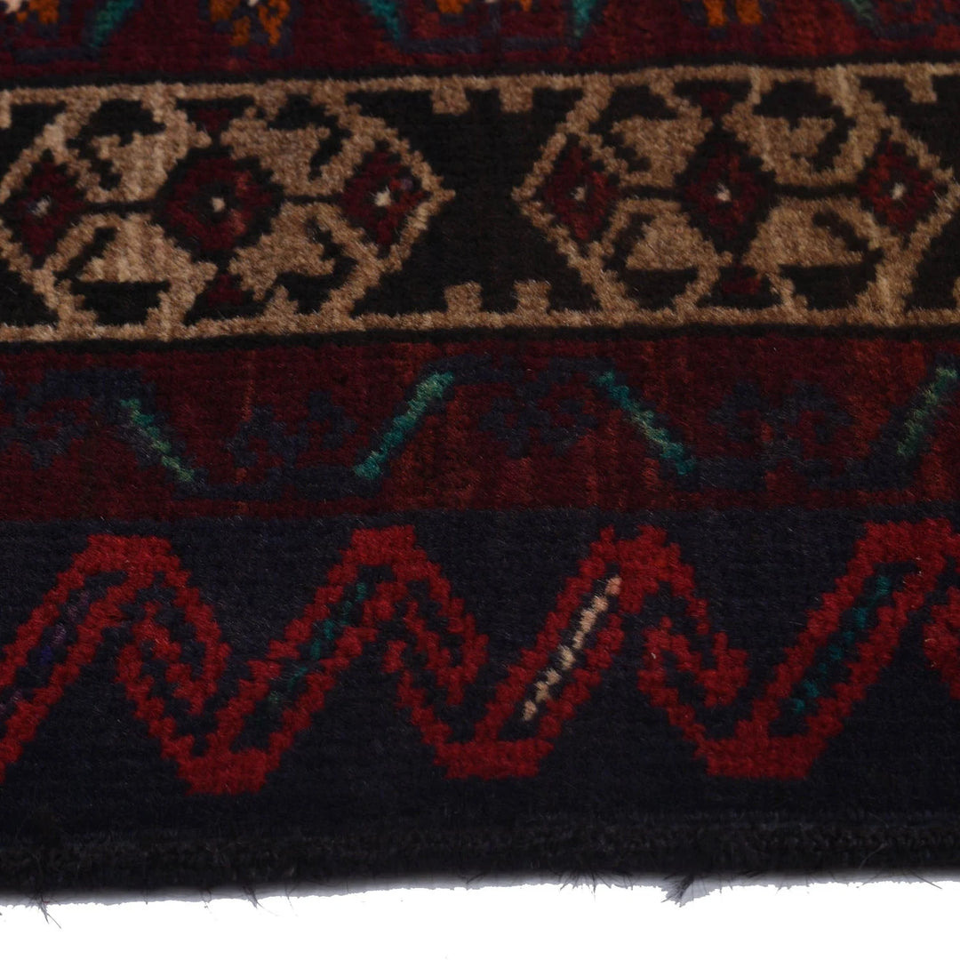 Brown Afghan Baluchi Rug 3' 1" x 4' 8" Hand-Knotted | No. AL26545
