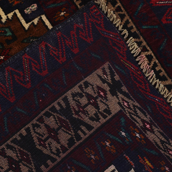Brown Afghan Baluchi Rug 3' 1" x 4' 8" Hand-Knotted | No. AL26545