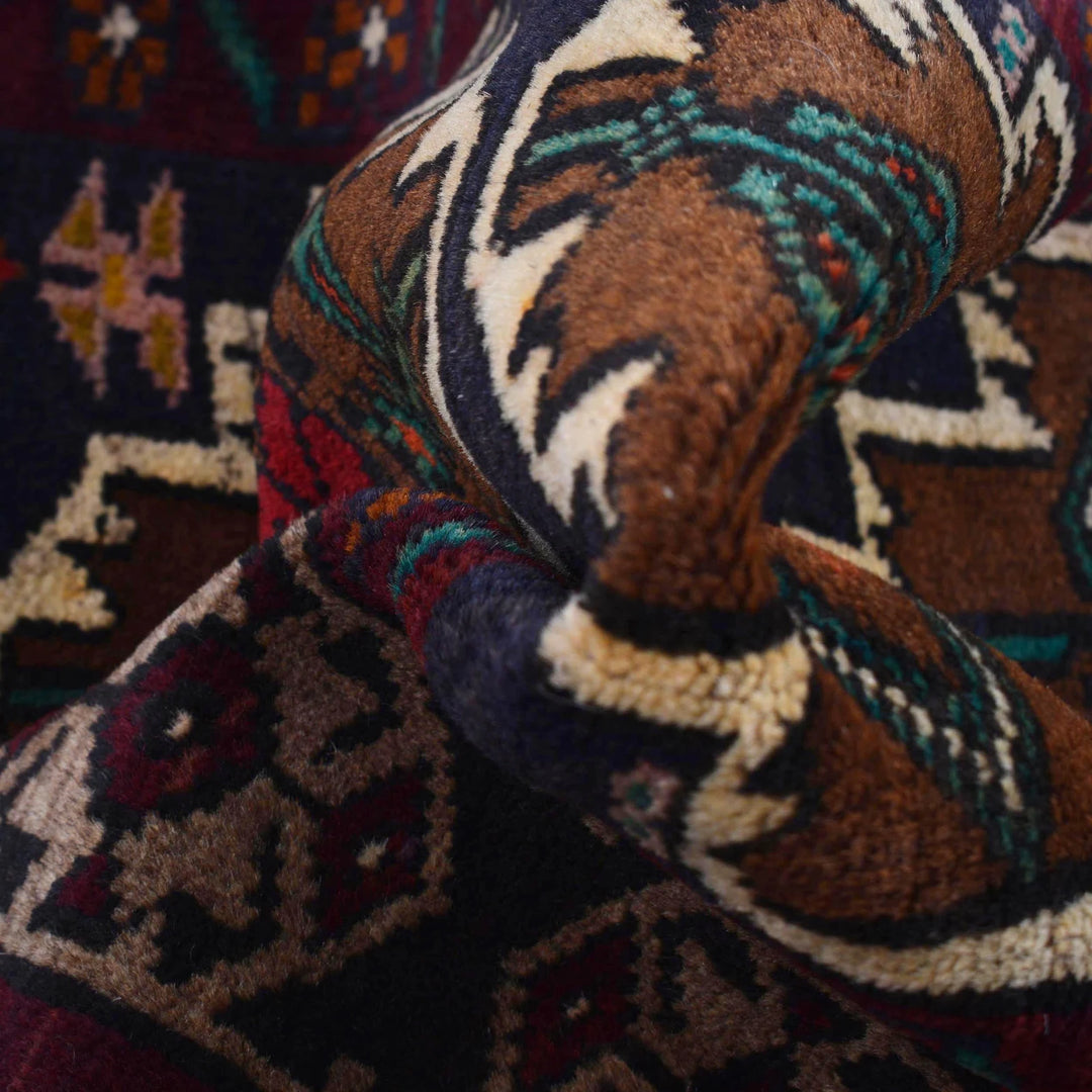 Brown Afghan Baluchi Rug 3' 1" x 4' 8" Hand-Knotted | No. AL26545