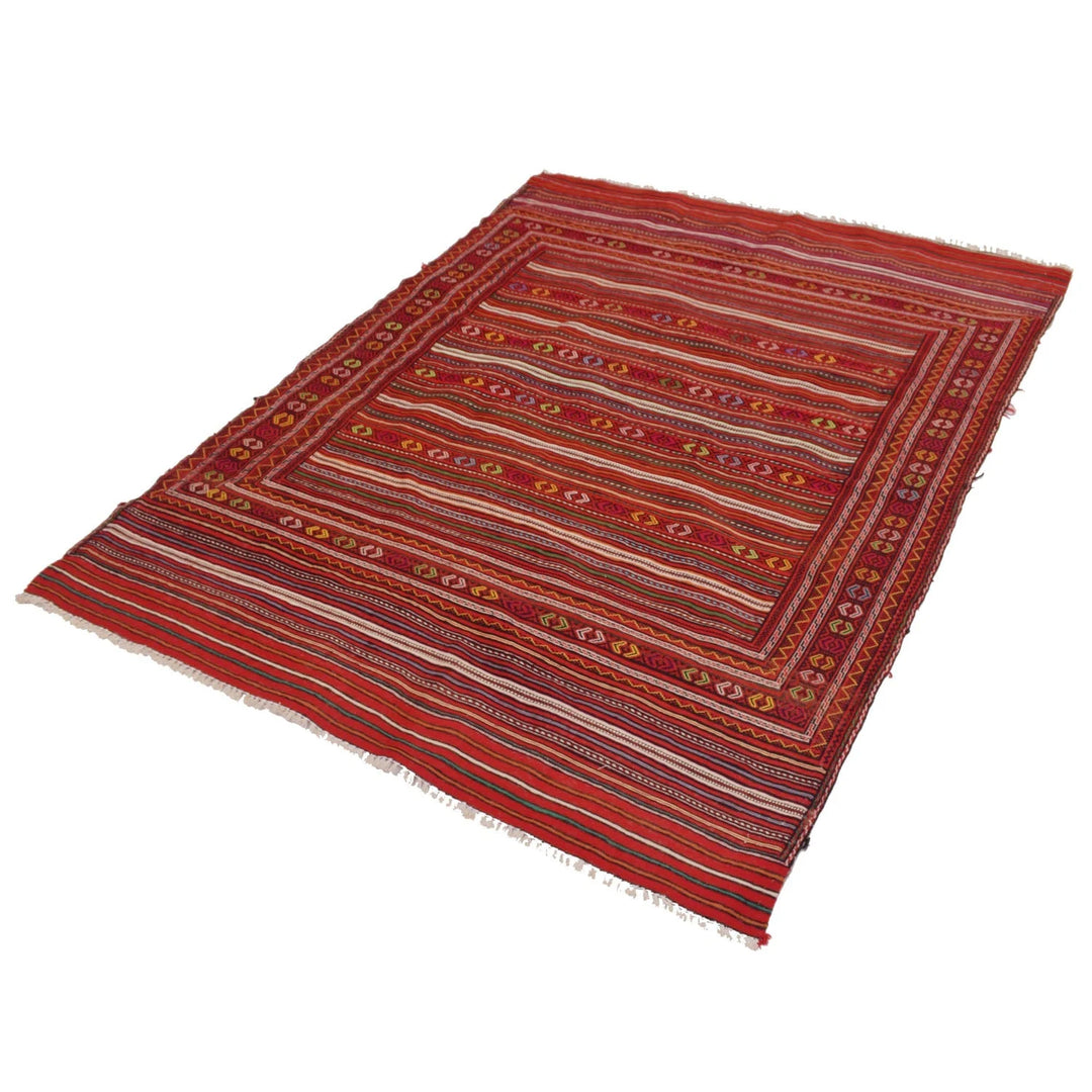 Afghan Kilim Rug 4' 9" x 6' 3" Flat-Weave | No. AL26576