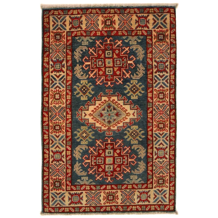 Blue Afghan Kazak Rug 2' 9" x 4' 0" Hand-Knotted | No. AL26634