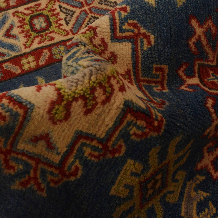 Blue Afghan Kazak Rug 2' 9" x 4' 0" Hand-Knotted | No. AL26634