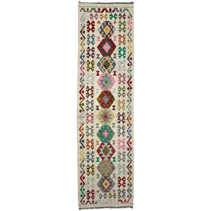 Afghan Vegetable Kilim Rug 2' 9" x 9' 7" Flat-Weave | No. AL266632