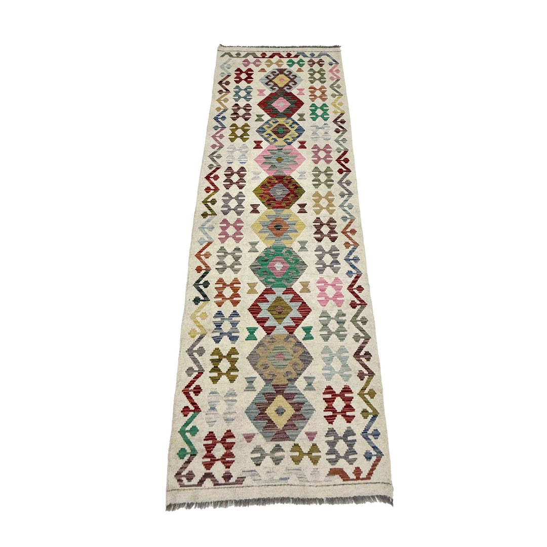 Afghan Vegetable Kilim Rug 2' 9" x 9' 7" Flat-Weave | No. AL266632