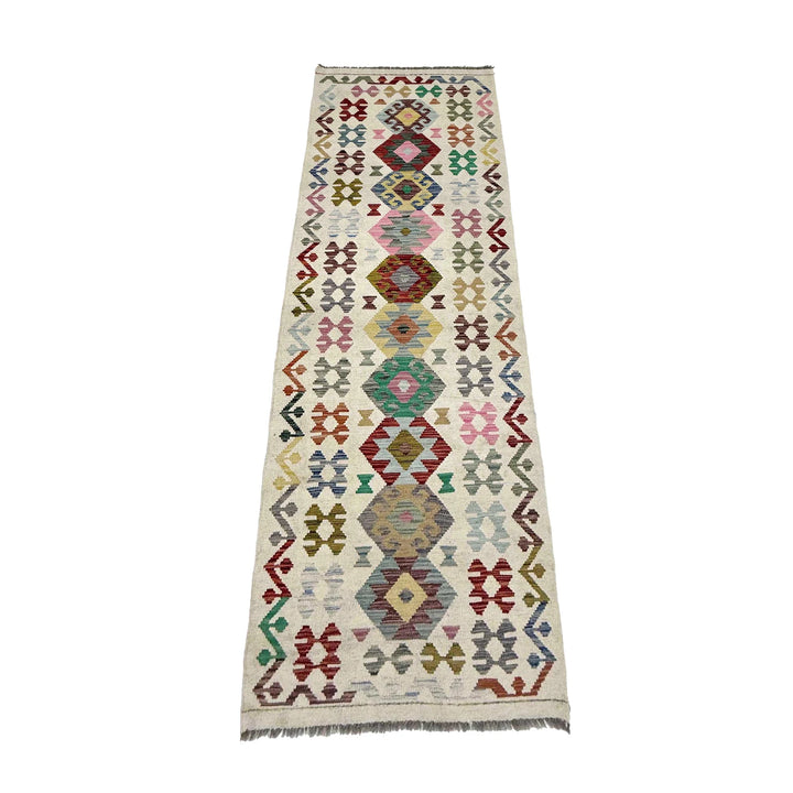 Afghan Vegetable Kilim Rug 2' 9" x 9' 7" Flat-Weave | No. AL266632