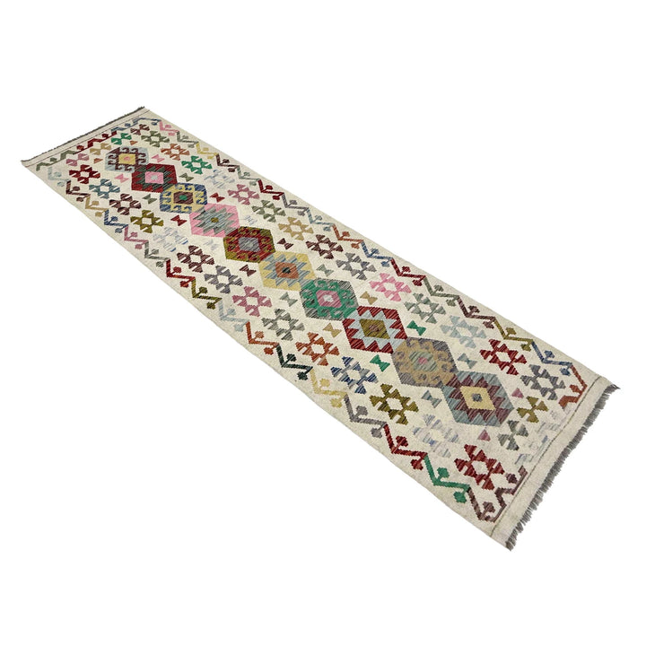 Afghan Vegetable Kilim Rug 2' 9" x 9' 7" Flat-Weave | No. AL266632
