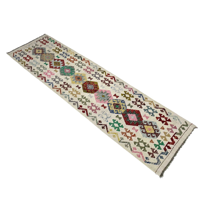 Afghan Vegetable Kilim Rug 2' 9" x 9' 7" Flat-Weave | No. AL266632