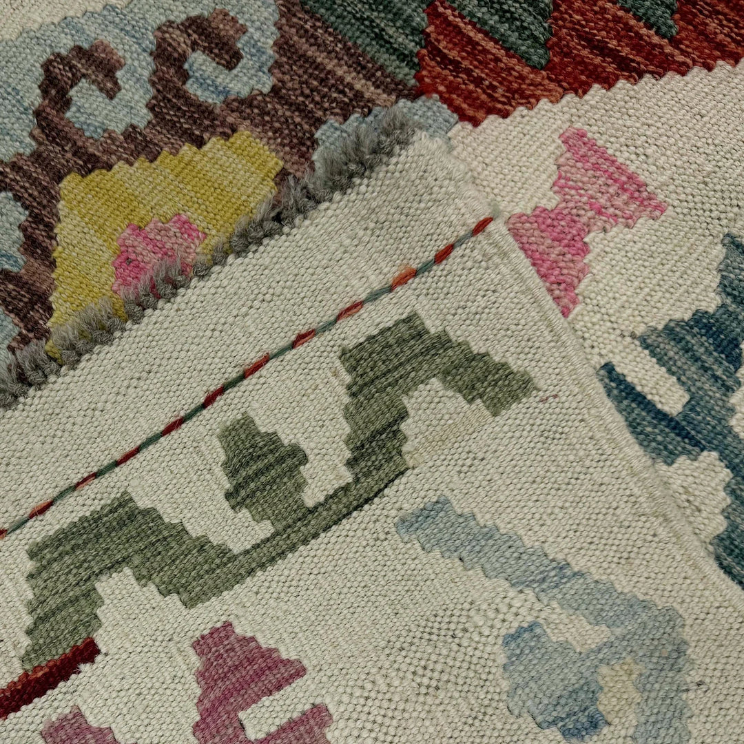 Afghan Vegetable Kilim Rug 2' 9" x 9' 7" Flat-Weave | No. AL266632
