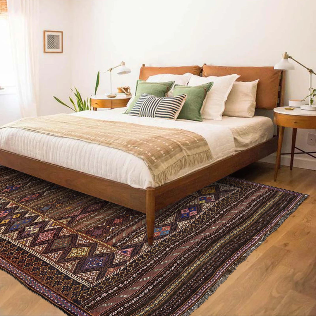 Afghan Laghari Kilim Rug 4' 9" x 7' 6" Hand-Knotted | No. AL26674