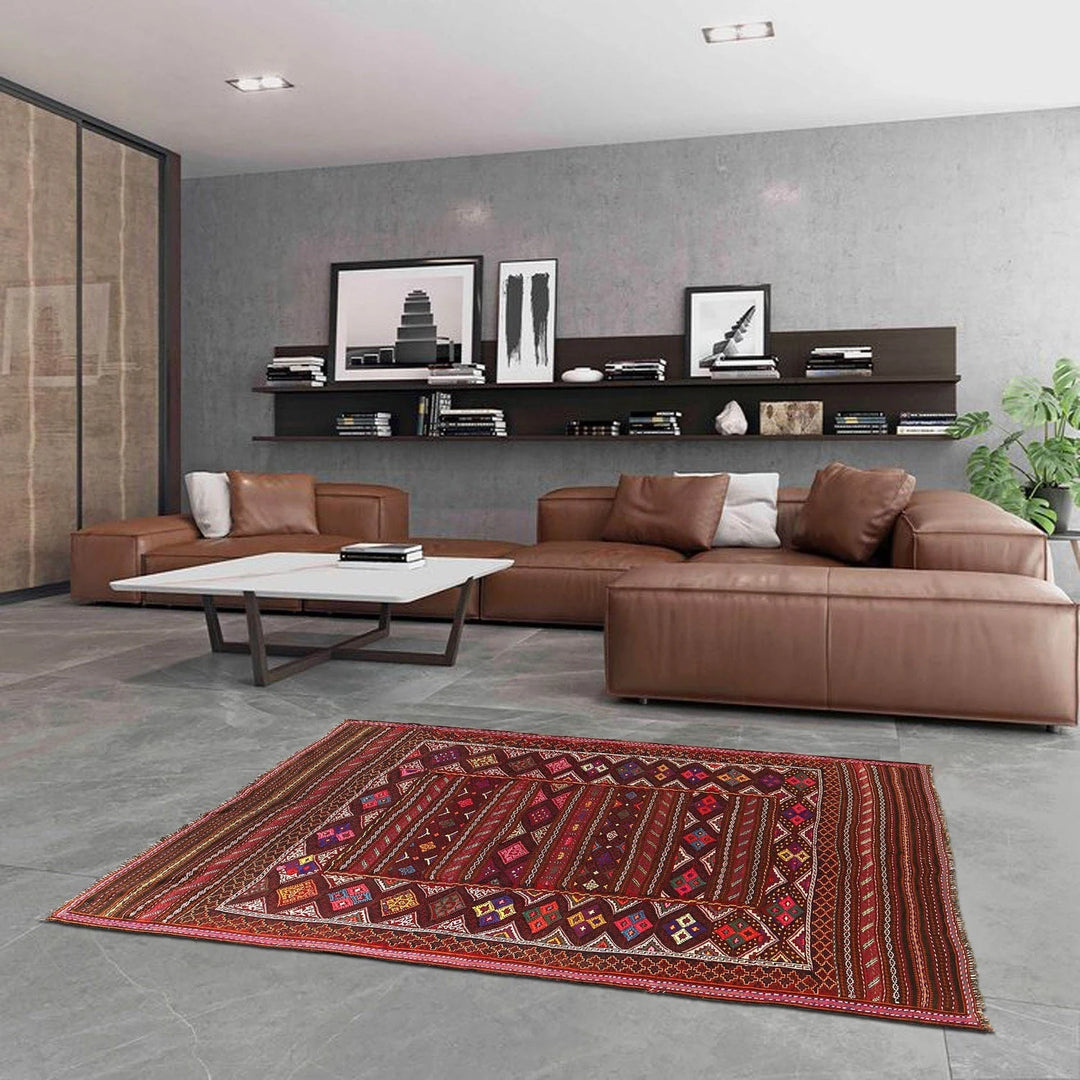 Afghan Laghari Kilim Rug 4' 9" x 7' 6" Hand-Knotted | No. AL26674