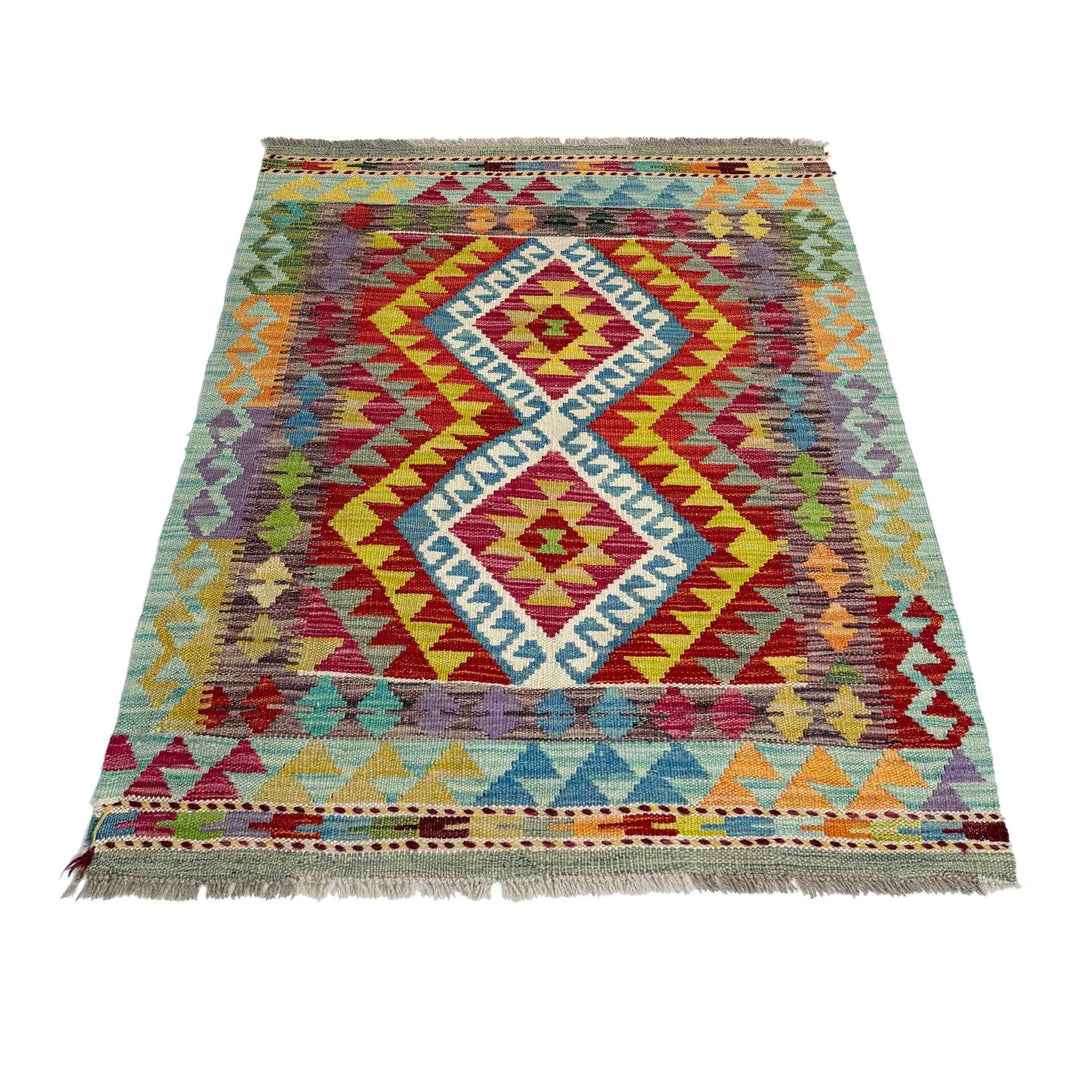 Afghan Vegetable Kilim Rug 2' 9" x 3' 10" Flat-Weave | No. AL266928