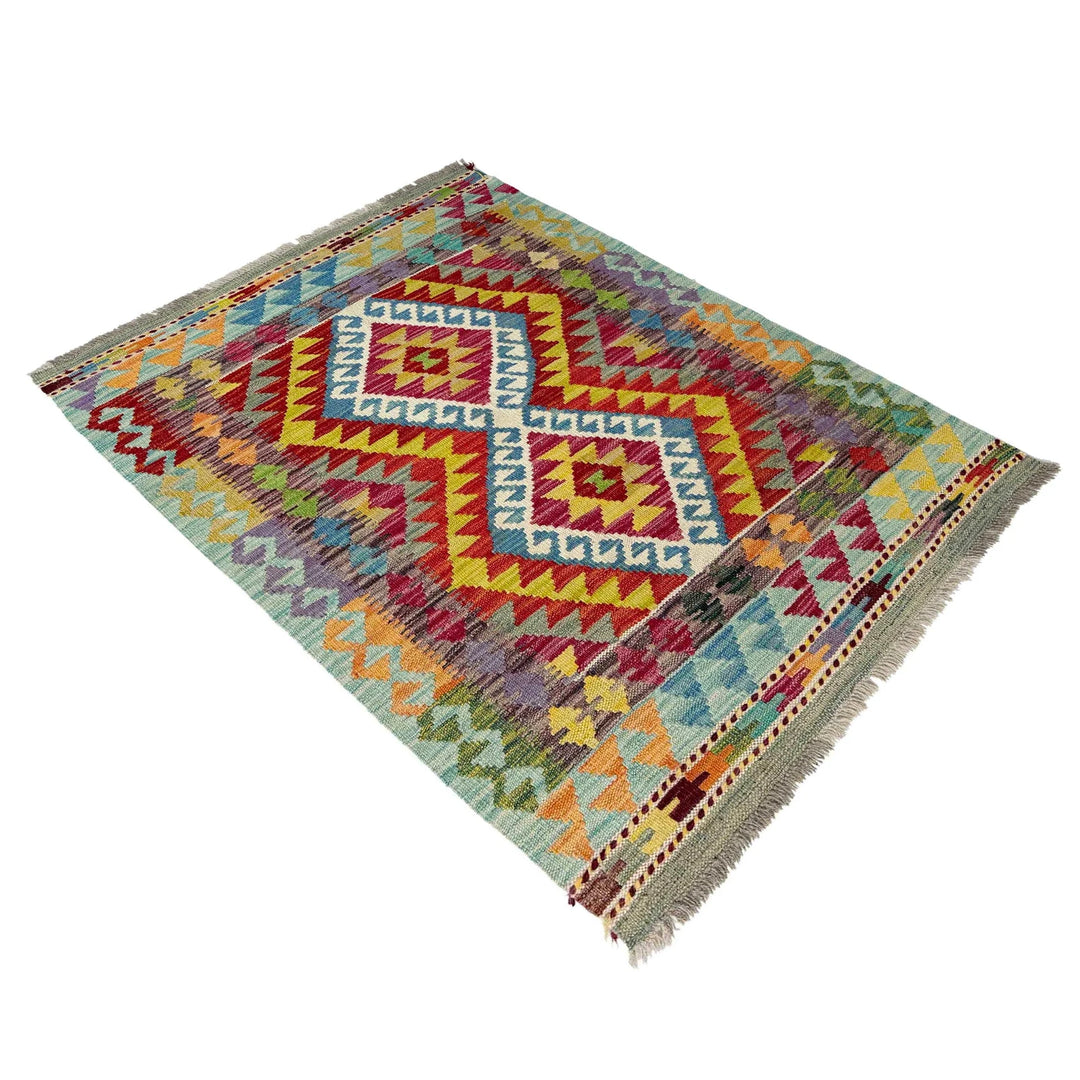 Afghan Vegetable Kilim Rug 2' 9" x 3' 10" Flat-Weave | No. AL266928