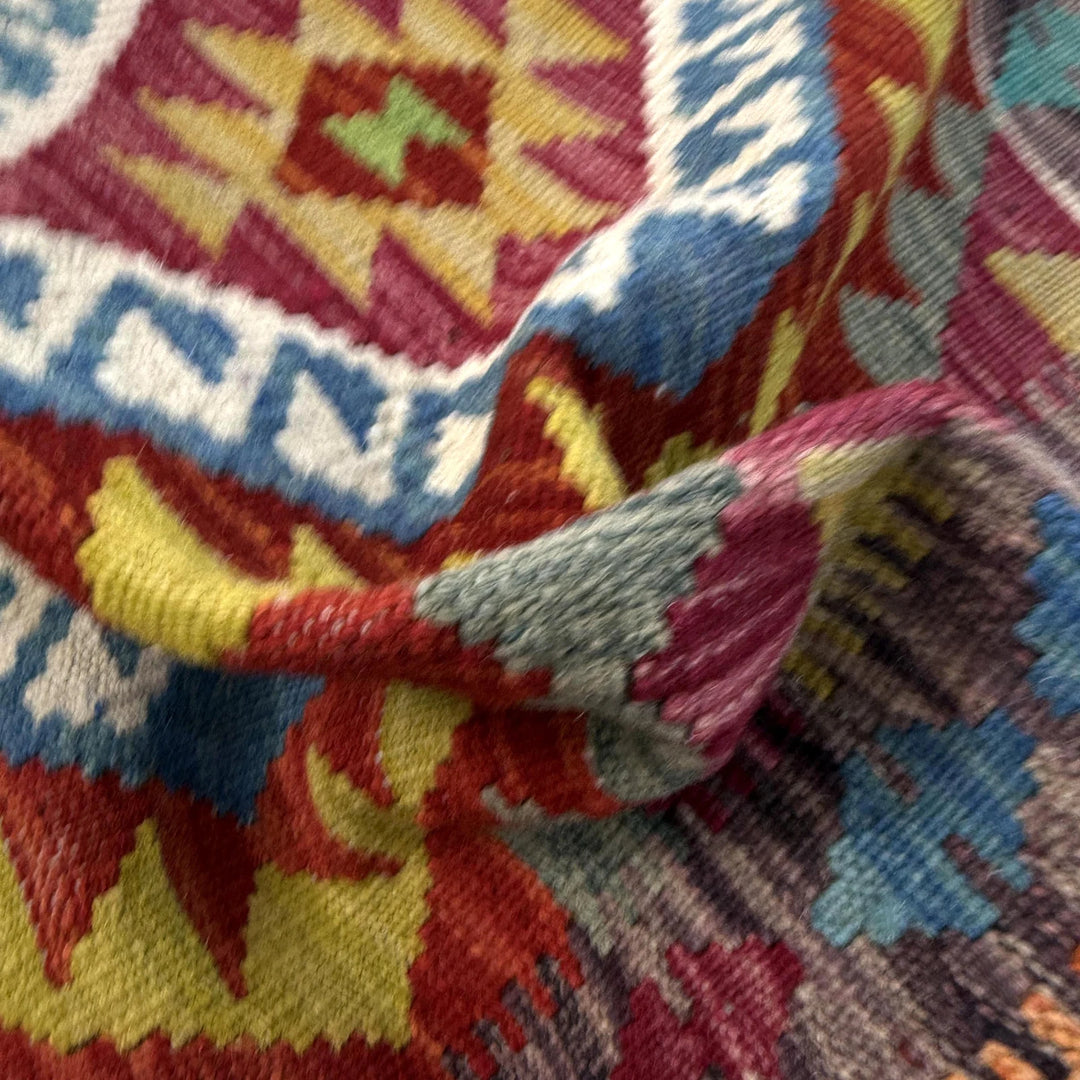 Afghan Vegetable Kilim Rug 2' 9" x 3' 10" Flat-Weave | No. AL266928