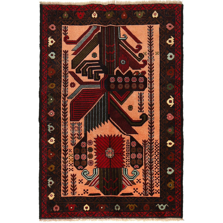 Afghan Baluchi Rug 3' 0" x 4' 7" Hand-Knotted | No. AL26722