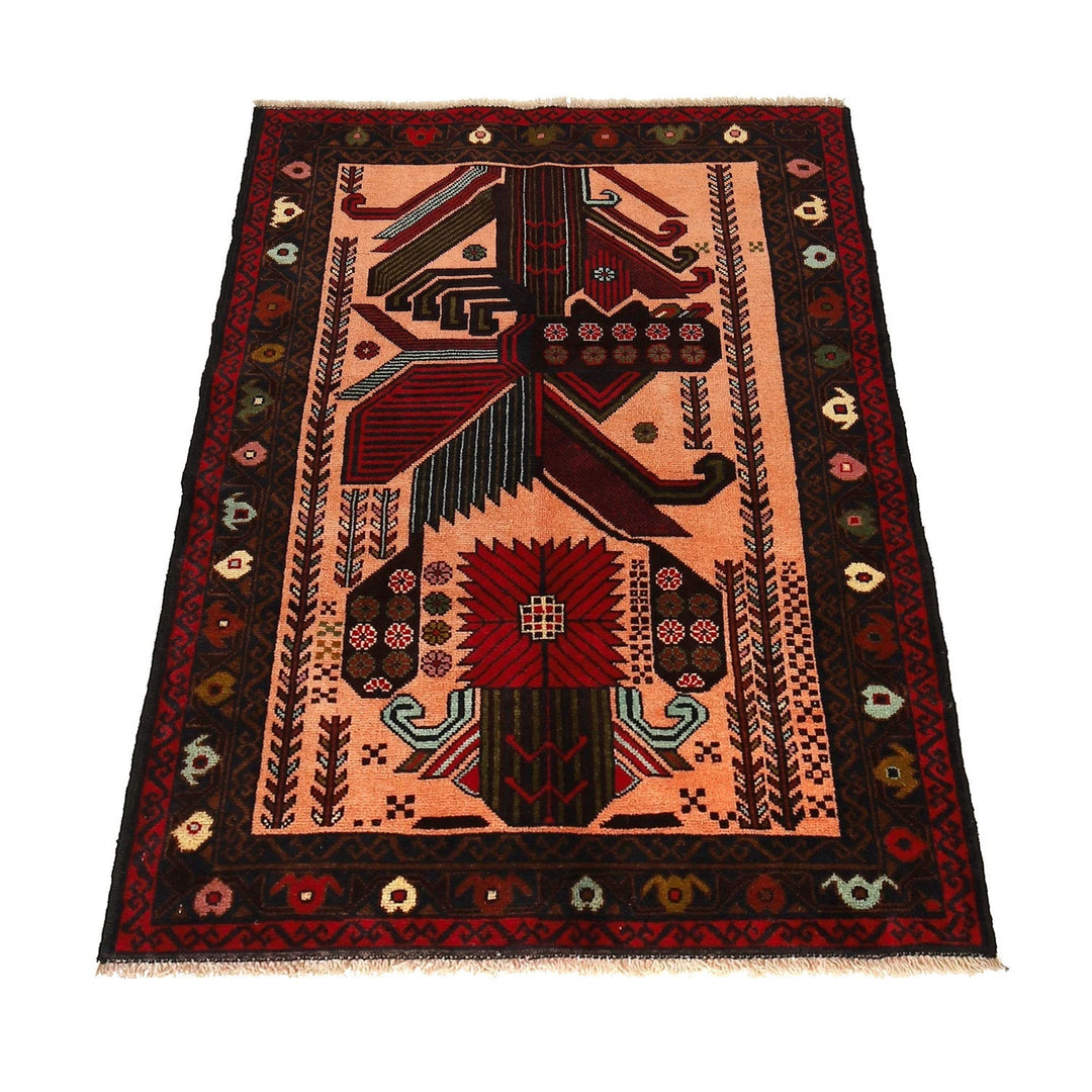 Afghan Baluchi Rug 3' 0" x 4' 7" Hand-Knotted | No. AL26722