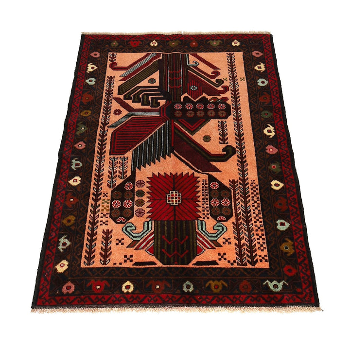 Afghan Baluchi Rug 3' 0" x 4' 7" Hand-Knotted | No. AL26722