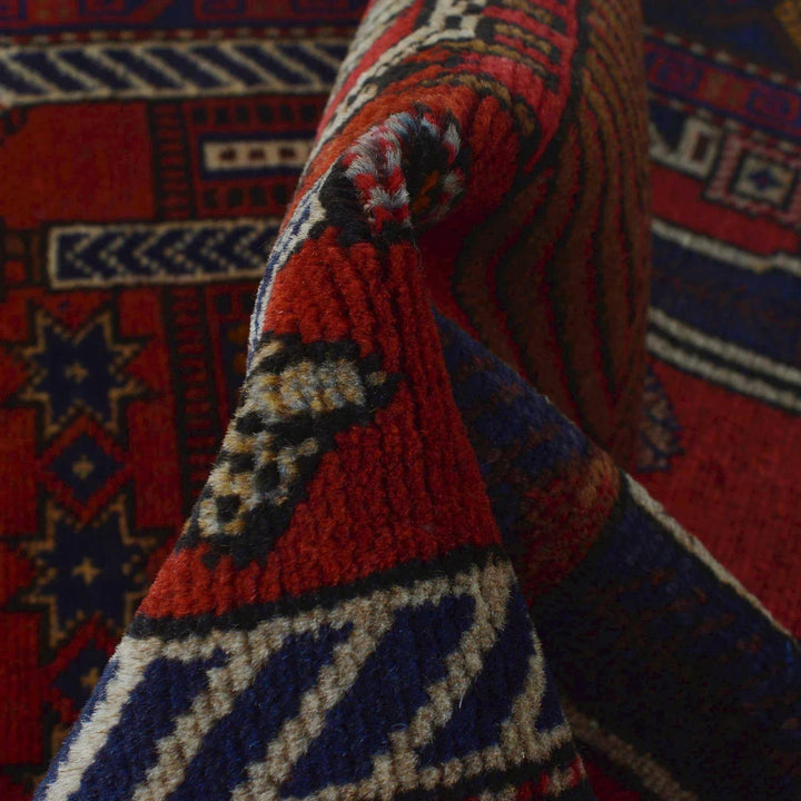Red Afghan Prayer Rug 2' 8" x 3' 10" Hand-Knotted | No. AL26729