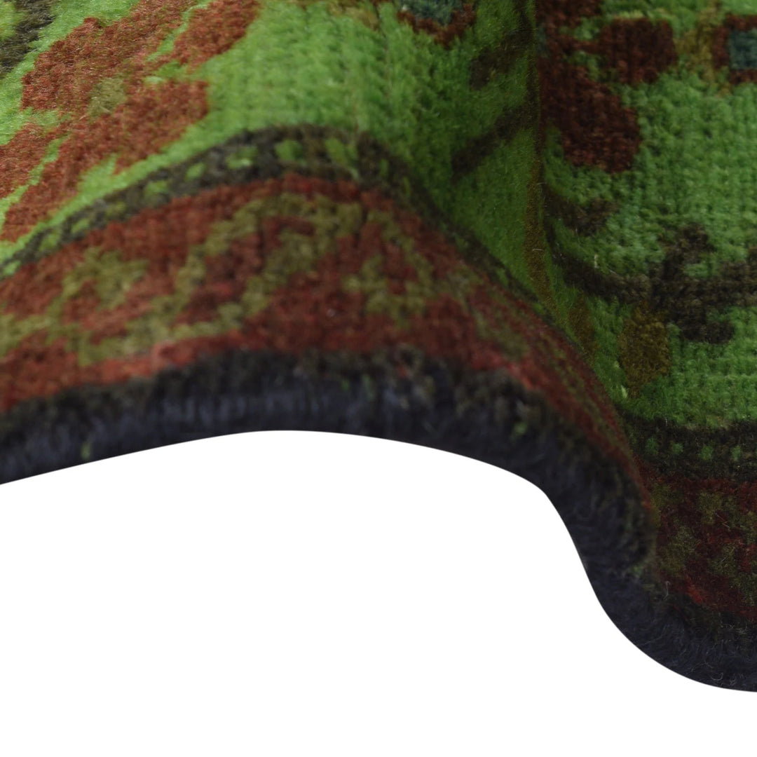 Green Pakistani Overdyed Rug 4' 2" x 5' 7" Hand-Knotted | No. AL26738