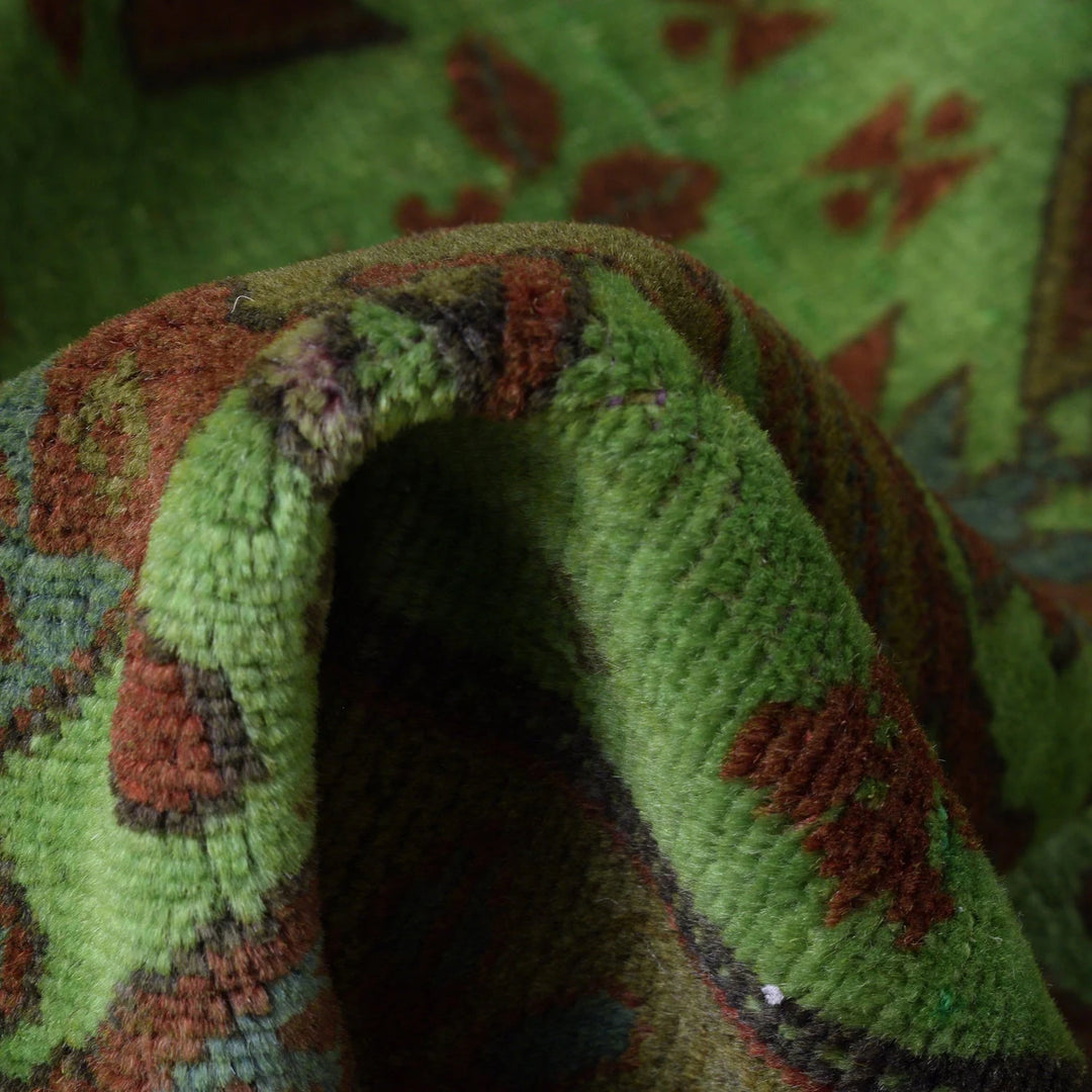 Green Pakistani Overdyed Rug 4' 2" x 5' 7" Hand-Knotted | No. AL26738