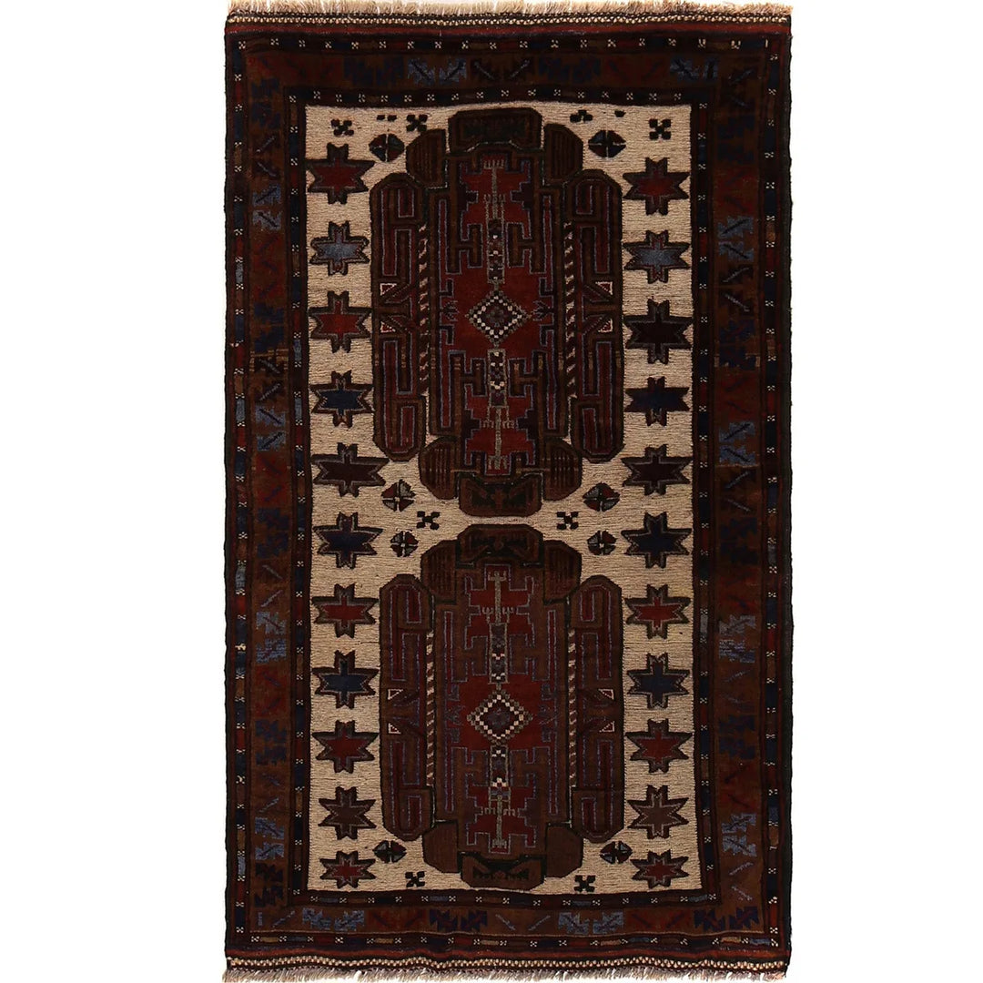 Afghan Baluchi Rug 2'11" x 4'7" Hand-Knotted | No. AL26742