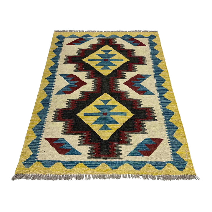 Afghan Vegetable Kilim Rug 2' 9" x 4' 1" Flat-Weave | No. AL267639