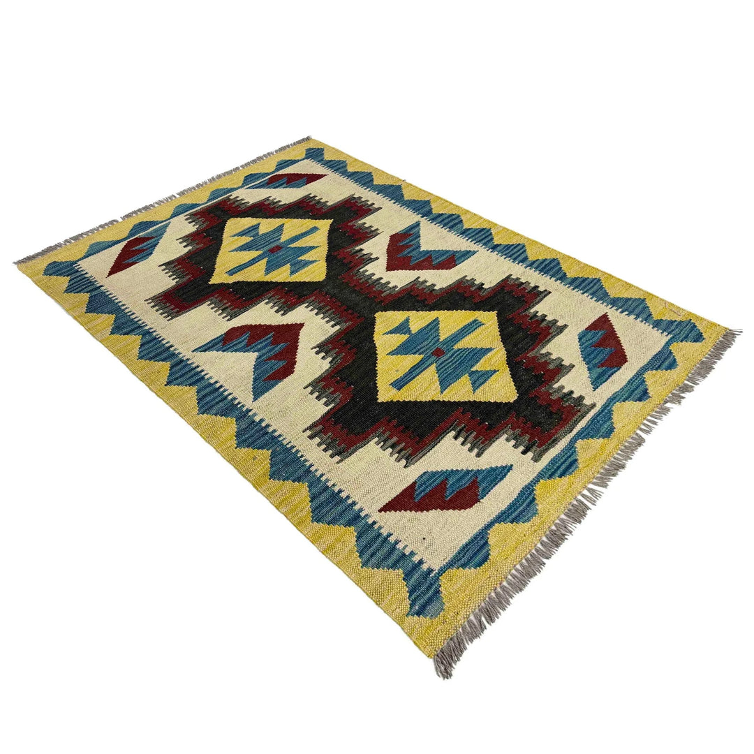 Afghan Vegetable Kilim Rug 2' 9" x 4' 1" Flat-Weave | No. AL267639