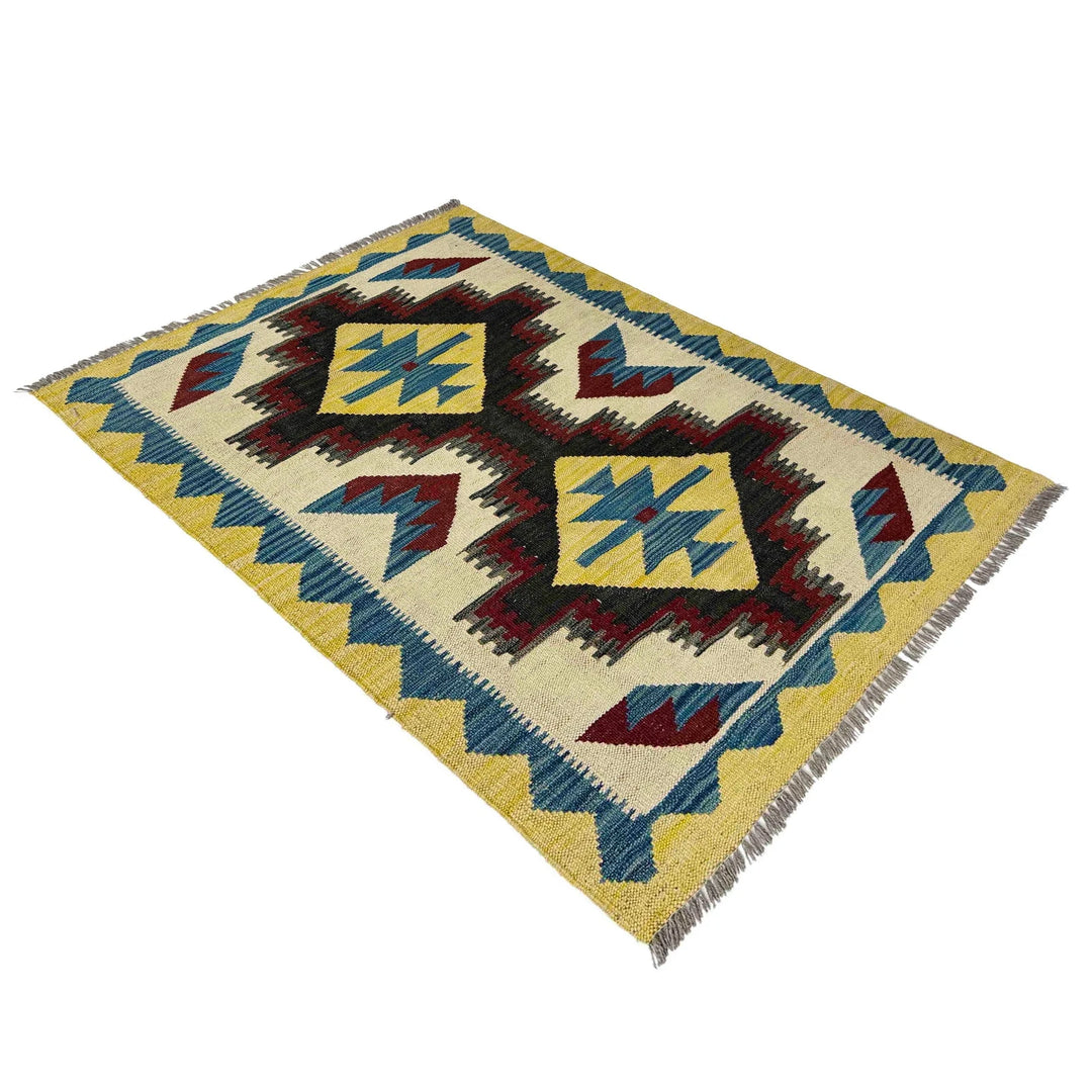 Afghan Vegetable Kilim Rug 2' 9" x 4' 1" Flat-Weave | No. AL267639