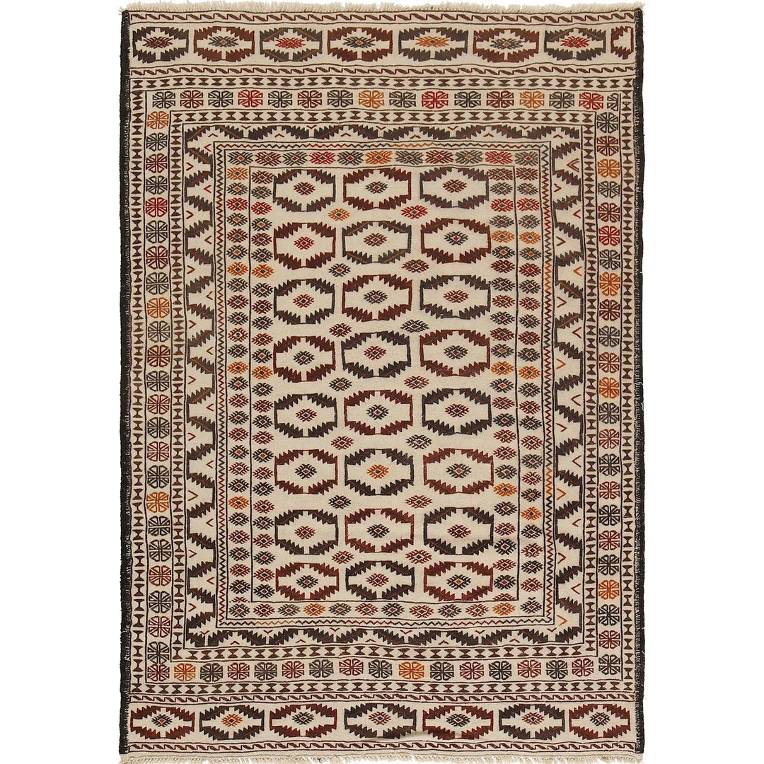 White Flat Weave Kelim 4' 6" x 6' 4" - No. AL26769