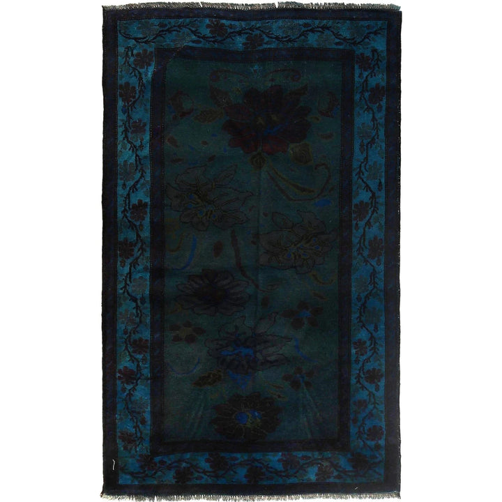Blue Pakistani Overdye Rug 3' 7" x 6' 3" Hand-Knotted | No. AL26792