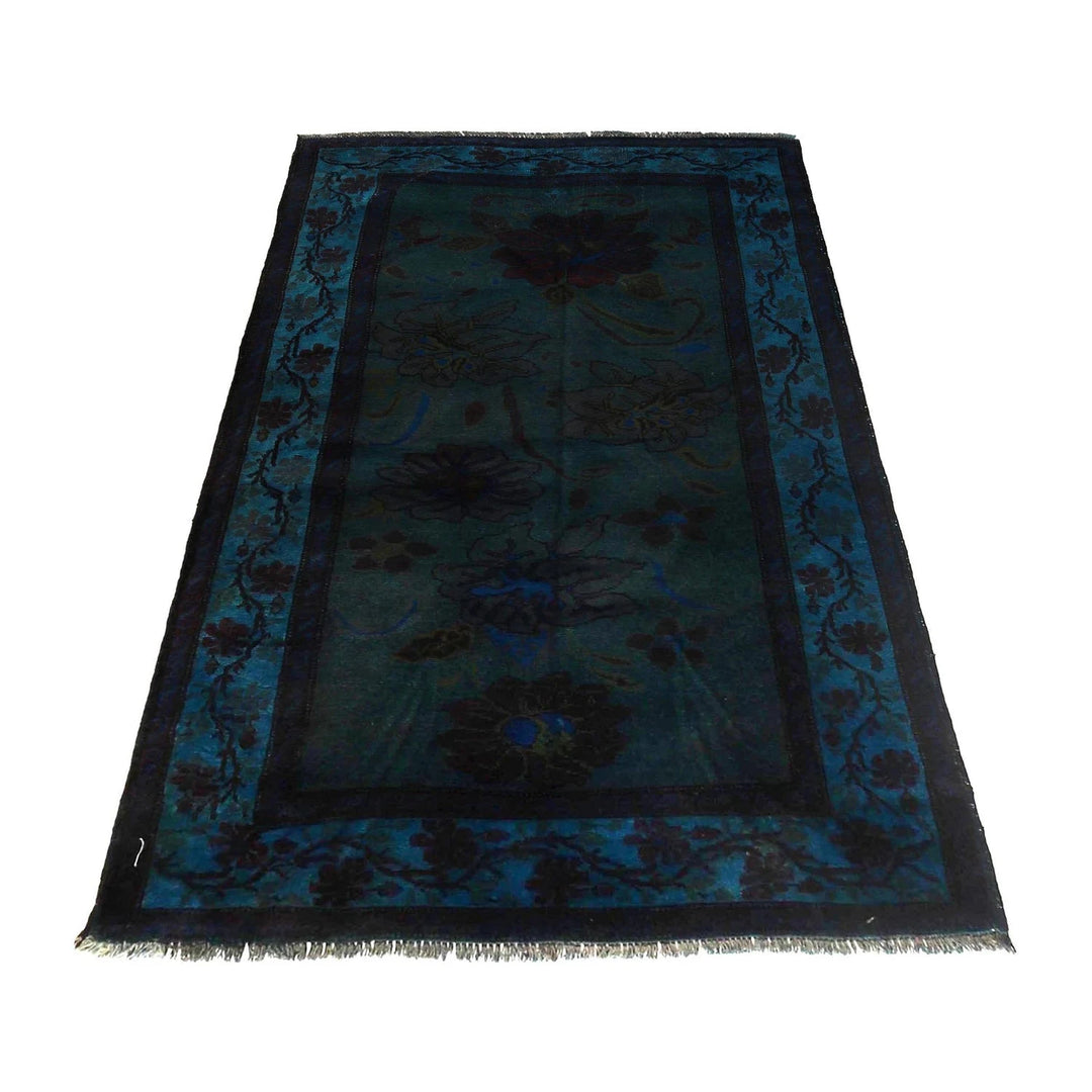 Blue Pakistani Overdye Rug 3' 7" x 6' 3" Hand-Knotted | No. AL26792