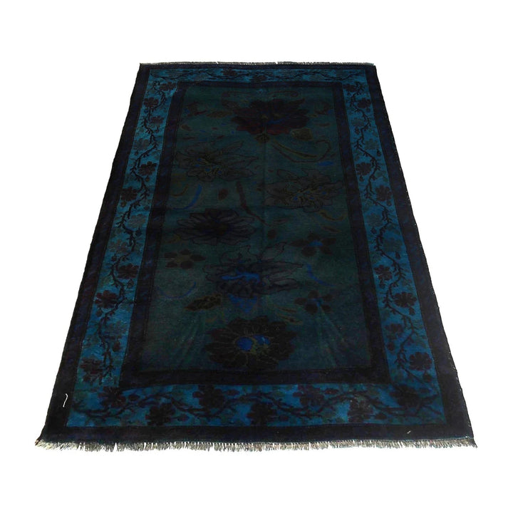 Blue Pakistani Overdye Rug 3' 7" x 6' 3" Hand-Knotted | No. AL26792