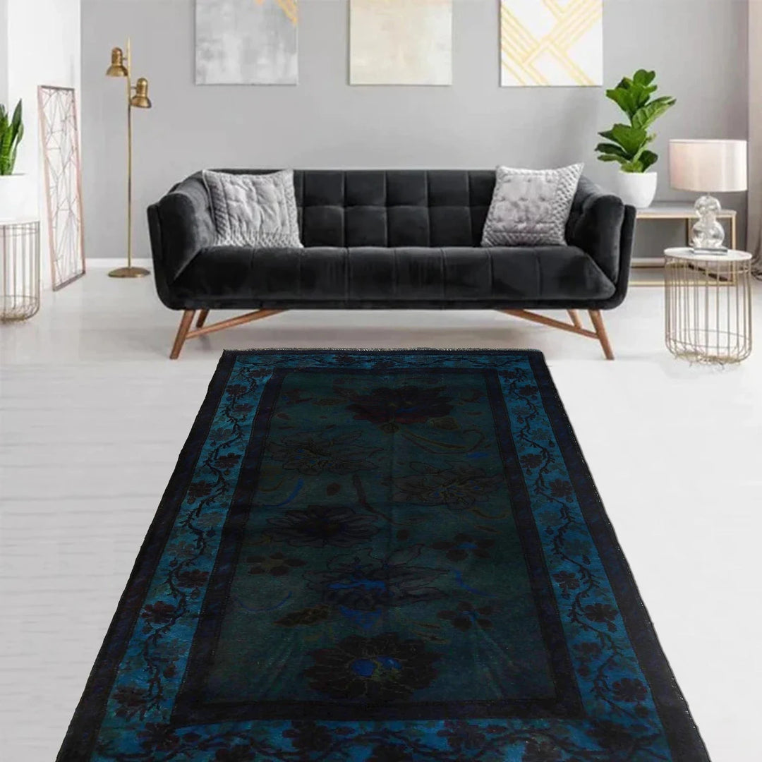 Blue Pakistani Overdye Rug 3' 7" x 6' 3" Hand-Knotted | No. AL26792
