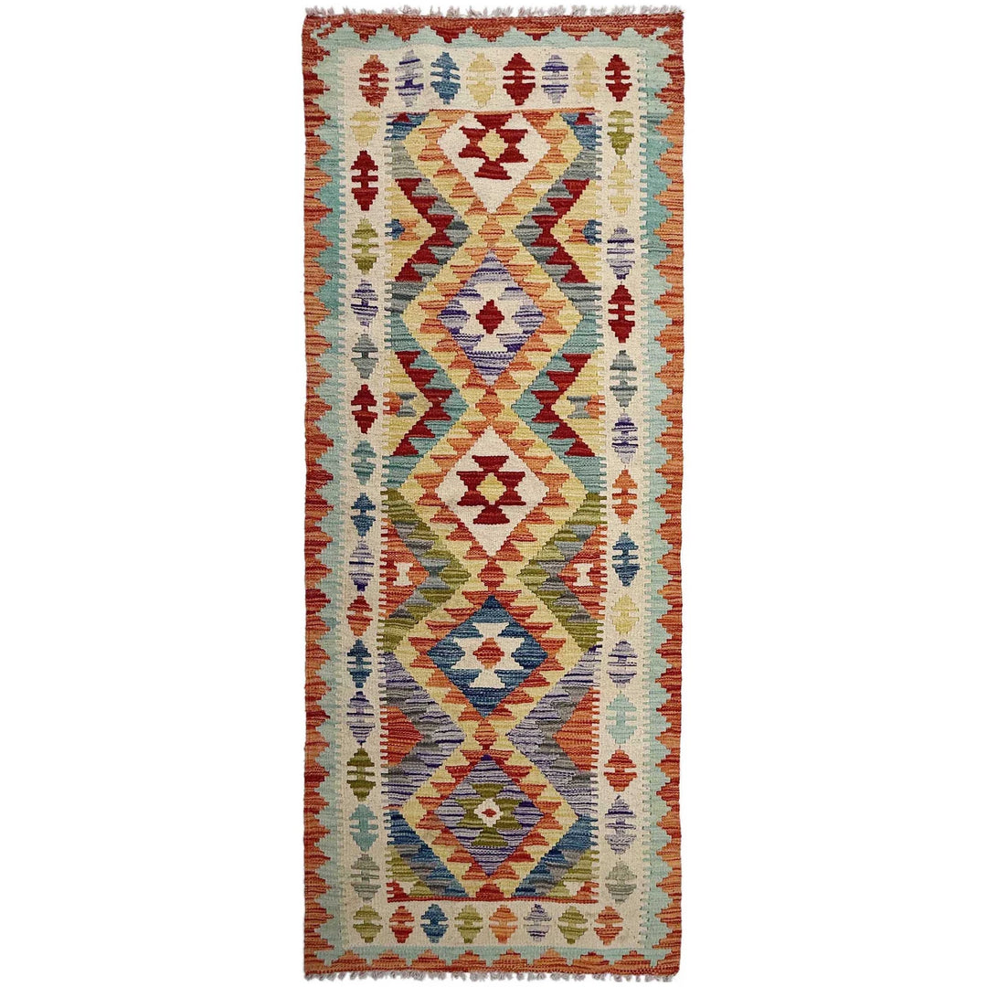 Afghan Vegetable Kilim Rug 2' 10" x 8' 0" Flat-Weave | No. AL268106