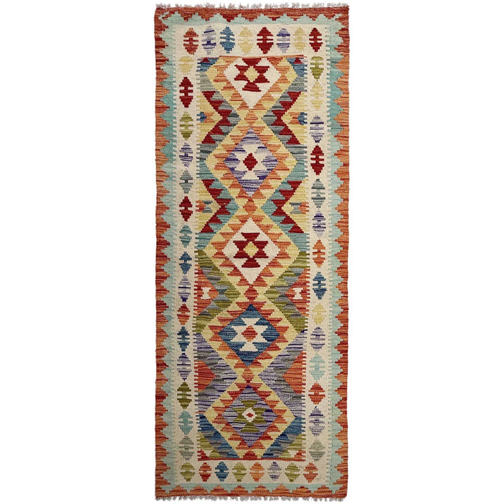 Afghan Vegetable Kilim Rug 2' 10" x 8' 0" Flat-Weave | No. AL268106